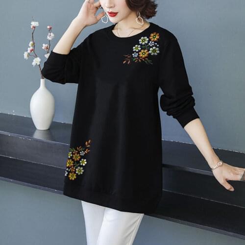 2021 New Spring Autumn Middle Aged Women Elegant Floral Loose Casual Blouse Tops Female Fashion Camisetas Plus Size Shirt Q39
