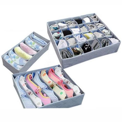 3Pcs Storage Drawer Divider Box Tidy Socks Bra Underwear Organiser Case Set Convenient Clothing Storage