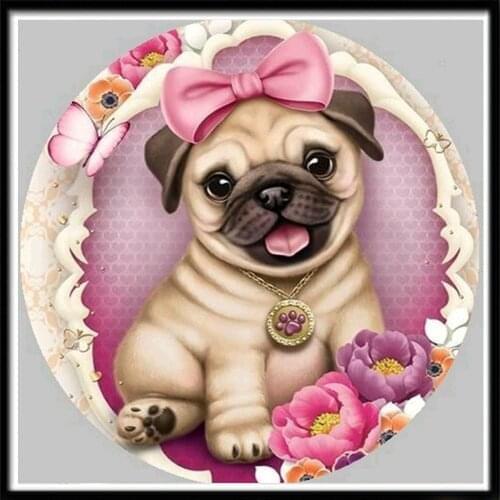 5D pintura de diamante redondo animal perro bordado de diamantes punto de cruz mosaico decoración del hogar