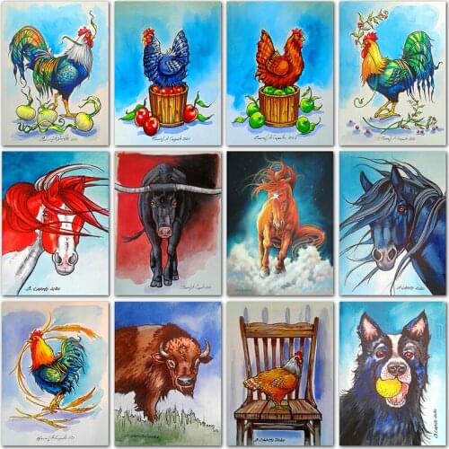 5D DIY Diamond painting animals Cartoon cock dog cow Full Square Diamond embroidery Cross stitch Full Round Diamond mosaic decor