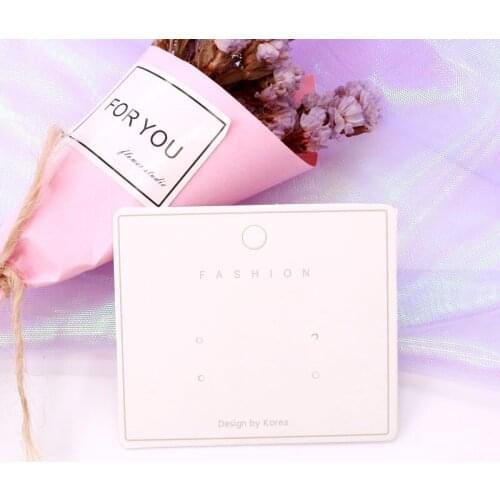 200PCS 7*6cm White Paper Simplicity Stud earring Hang Tag card custom logo cost extra Jewelry Display packing Card Wholesale