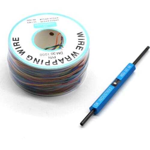 8 Color Wrapping Wire AWG30 Cable OK Line PCB Flying Jumper Wire Electrical Wire + WSU Wire Wrap Strip Unwrap Tool