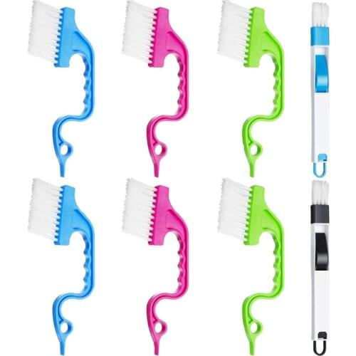 8 Pcs Hand-Held Groove Space Cleaning Tools Window Track Cleaning Brushes Window Track Cleaning Brushes for Window Retail