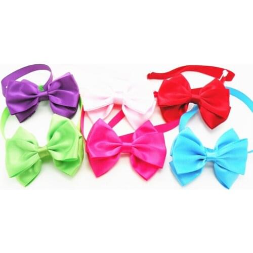 50PC/Lot Solid Color Pet Dog Bow Ties Double-layer Dog Neckties For Dog Supplies
