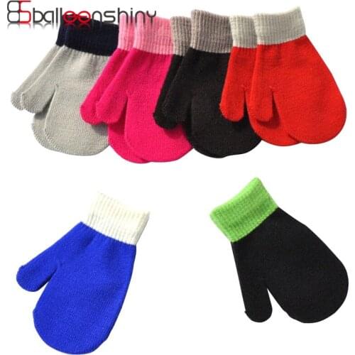 Balleenshiny Childrens Winter Warm Knitted Gloves Kids Gloves for Winter Magic Bag Baby Acrylic Gloves Infant Toddler Gloves