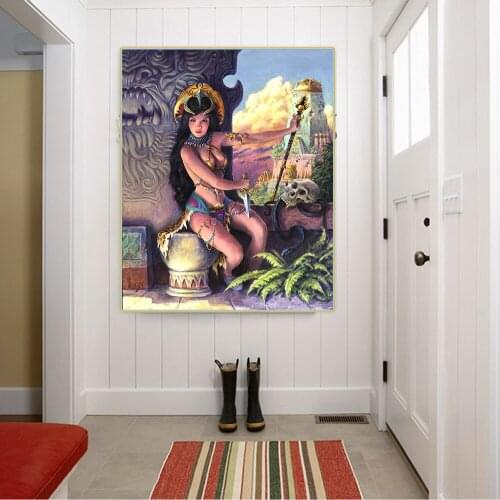 Citon Richard Hescox《High Priestess of Opar》Illustration Canvas Oil Painting Artwork Poster Picture Wall Decor Home Decoration