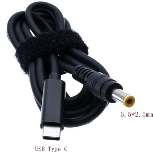 Power Supply Adapter Cable Type-C Male To 5525 Male Straight Converter Cord With PD Chip For Laptop Computer