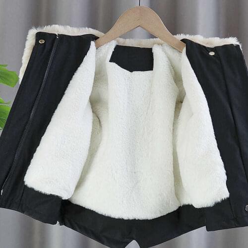 Girls Babys Coat Jacket Outwear Black Thicken Winter Plus Velvet Warm Cotton Fleece High Quality Childrens Clothing