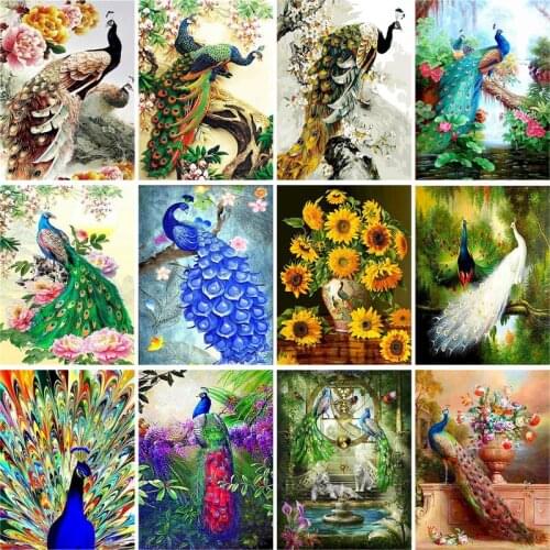 GATYZTORY 60x75cm Frame DIY Painting By Numbers Bird Handpainted Animals Oil Painting Canvas Colouring Home Wall decor