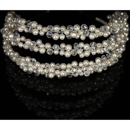 Hot Luxury Pearl Crystal Hoop Silver Head Hoop Bride Headdress Fashion Woman Hair Ornament Wedding Womens Jewelry