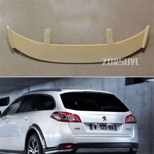 Use For 2011-2015 Peugeot 508 sw rxh Spoiler ABS Plastic Carbon Fiber Look Hatchback SUV Roof Rear Wing Body Kit Accessories
