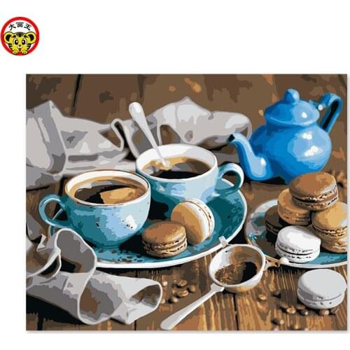 Painting by numbers art paint by number breakfast restaurant kitchen hotel decorated by hand