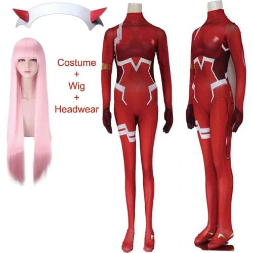 Anime Zero Two Cosplay Costume Darling in the Franxx 02 Klaxosaur Princess Halloween Bodysuit Catsuit Carnival Tight Cool Gift
