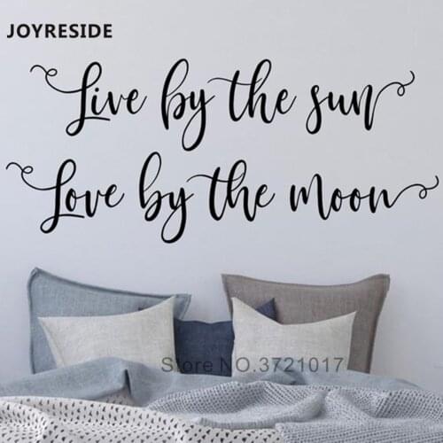 Live By Sun Quotes Words Wall Decals Home Livingroom Decor Home Quote Wall Sticker Love By The Moon Removable Wall Decors M231