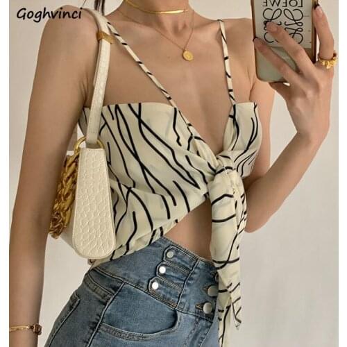 Summer Sexy Abstract Striped Camisoles Women Backless Bow Lace-up Spaghetti Strap Camis Tanks Top Stylish Slim Sleeveless Chic
