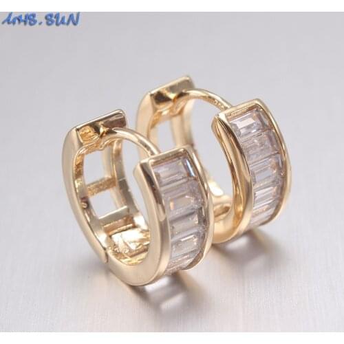 MHS.SUN Elegant Design Women Hoop Earrings Fashion AAA CZ Circle Earrings Round Ear Jewelry Trendy Style Gold Color