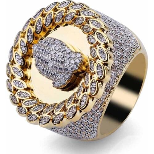 Hip Hop Fashion Rings, Copper, Iced Out Zircon , Bling, Micro Cubic Pave, Prayer Gesture Ring