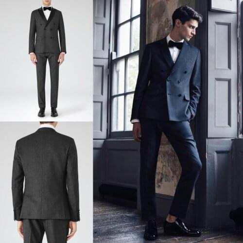 Smart Casual Men Tuxedos Custom Made Peaked Lapel Blazer Handsome 2 Pieces Set Wedding Party Groomsmen Wear