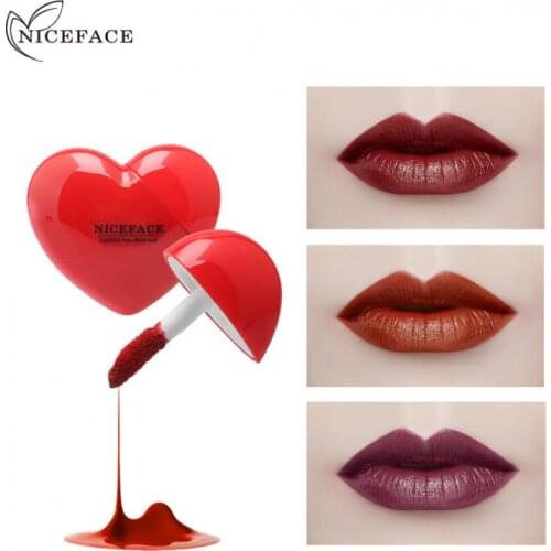 New Matte Fog Surface Sexy Lip Gloss Heart Creative Love Shape Long Lasting Waterproof Non-stick Cup Cosmetic Women Makeup TSLM1
