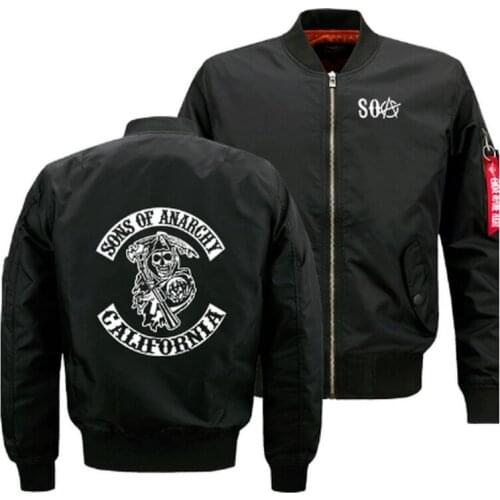 New Autumn Winter Flight Jacket SONS OF ANARCHY Logo Coat Mens Womens Warm Casual Zipper Baseball Jacket