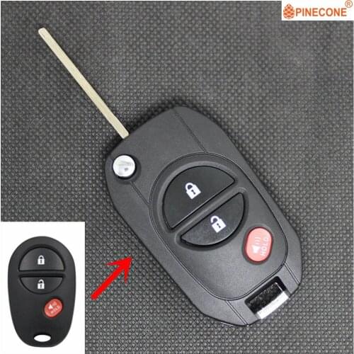 PINECONE for TOYOTA HIGHLANDER SEQUOIA SIENNA TACOMA TUNDRA 2+1 Panic Button TOY43 Blade Modified Flip Car Key Fob Shell Case