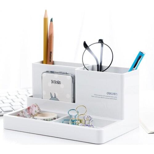 Plastic High-grade multifunctional Desk Stationery Organizer Storage Box Pen Pencil Box Jewelry Makeup Holder Case Organizer WF