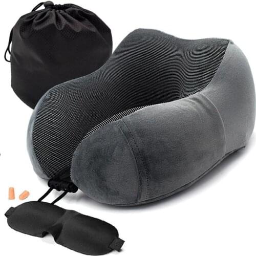 1PC U Shaped Memory Foam Neck Pillows Soft Slow Rebound Space Travel Pillow Solid Neck Cervical Healthcare Bedding Drop Shipping