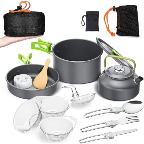Camping Cookware 1-3 Person Set Camping Combo Set Pot Tableware Portable Outdoor Cookware Pot Hard Softened Aluminum