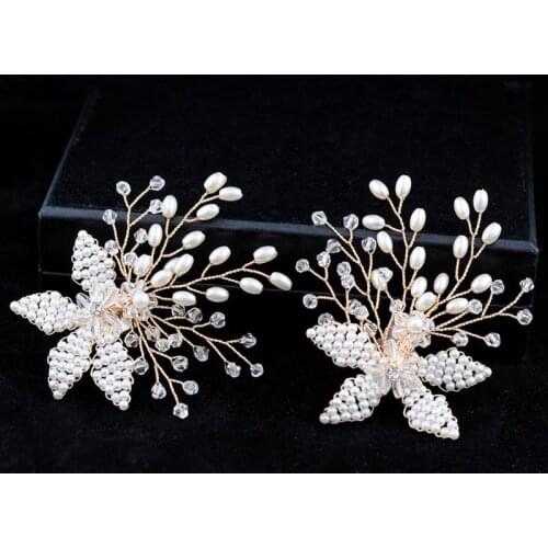 Q39C Shoe Clip Handmade Pearl Luxury Wedding Shoes Bride High Heel Decoration Floral Decoration Charms Accessories