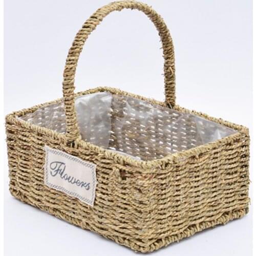 Handmade rattan picnic basket storage basket storage basket wedding flower basket fruit basket family decoration outdoor picnic