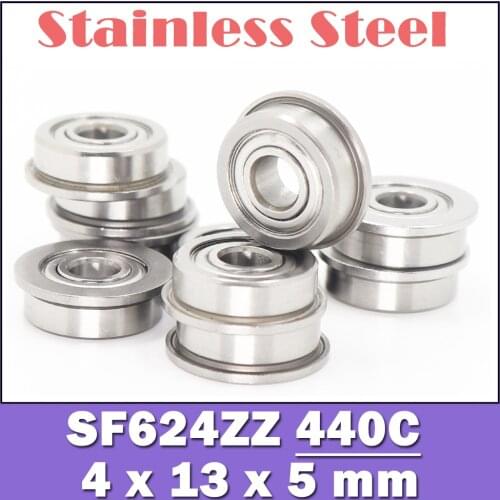 SF624ZZ Flange Bearing 4x13x5 mm 10PCS Double Shielded Stainless Steel Flanged SF624 Z ZZ Ball Bearings SF624Z SF624-2Z F624 ZZ