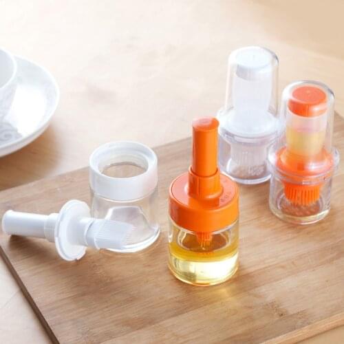 Silicone BBQ Grill Oil Bottle With Brushes Barbecue Roast Heat Resisting Basting Oil Baking Brushes With Cover Tool Kitchen