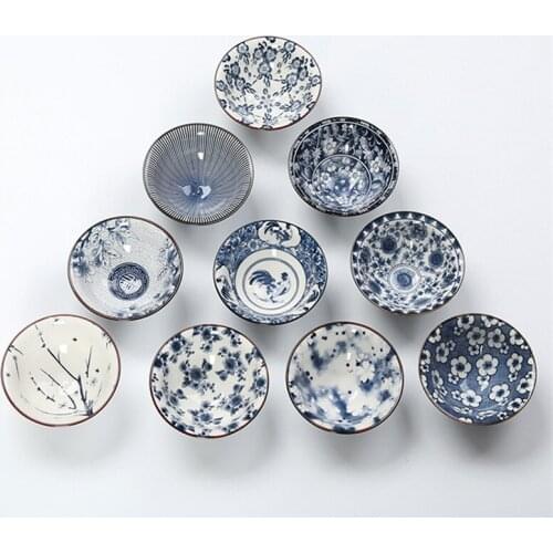 Blue And White Porcelain Tea Cup Chinese Kung Fu Teacup China Porcelain Drinkware Retro Gaiwan Tea Bowl Creative Gifts 4/6Pcs