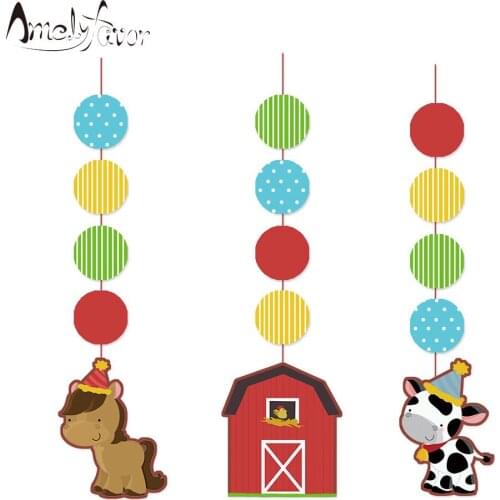 Farm Animals Theme Ceiling Hanging Swirl Decoration Farm Animal Cutout Party Decorations Supplies Baby Shower Birthday Supplies