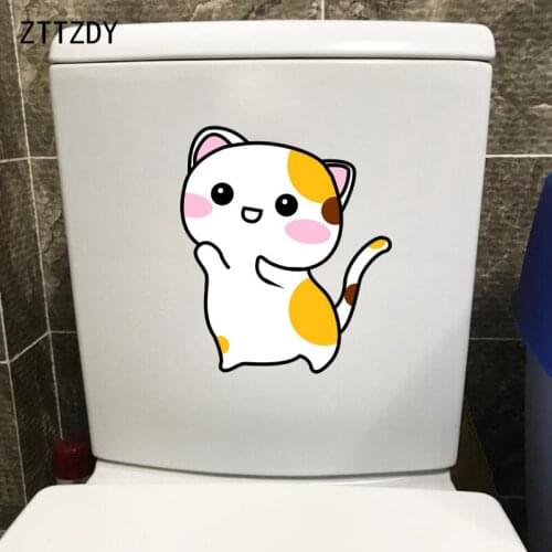 ZTTZDY 18.3*21.5CM Lovely Cat Toilet Sticker Bedroom Wall Decal Decoration T3-0071