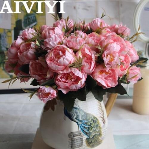 1 Bouquet Pretty Wedding Party Mini Peony Silk Artificial Flower Bride Bouquet For Home Wedding Party Garden Decoration