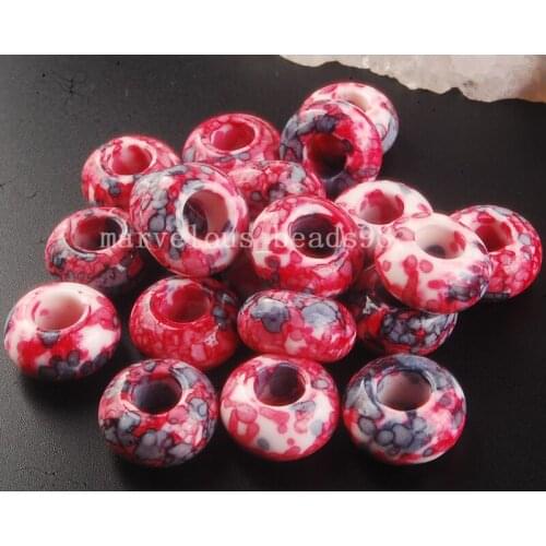 Free shipping Fashion 8x15mm Multicolor Jasp charm Beads fit European Bracelet Chain 10pcs MC3799