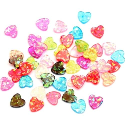 12x12mm Resin Mixed Transparent Heart Style Decoration Crafts Flatback Cabochon Embellishments Scrapbooking DIY Accessories