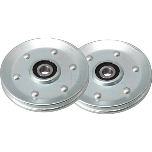 2 x Silver Iron V Type Bearing Cable Pulley for Transmission Equipment