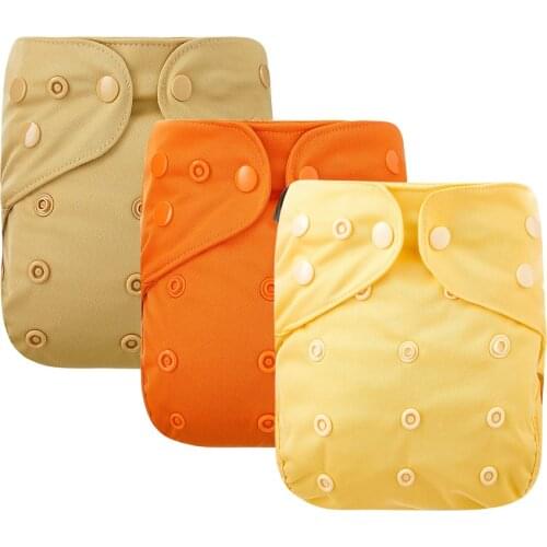 Elinfant 3 Pcs /Set Solid Color Cloth Diaper Cover Waterproof Baby Washable Diapers Reusable Cloth Nappies Fit 3 - 15 Kg Baby
