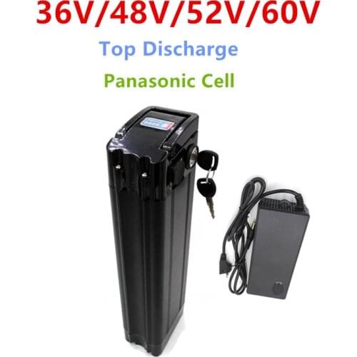 36V 48v 60v 10ah 13.6ah 17ah 20ah 21ah for Panasonic cell Top discharge Silver Fish Electric bike Battery Pack with charger