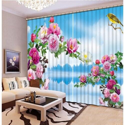 European style 3D Curtains Flowers modern living room curtains blackout window curtains