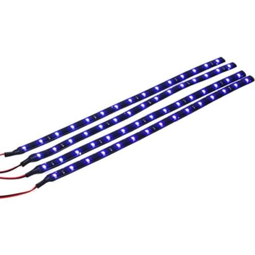 4Pcs/Lot 12V 30cm/15 LED Car Decoration Lights, Flexible Waterproof LED Strip Light Car Motorcycle Truck Decorating Blue