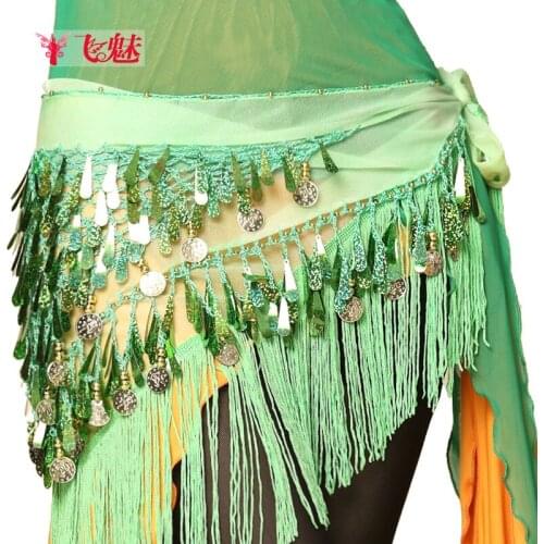 5pcs Tribal tassels Color Flake waist chain womens Belly dance costume hip scarf Indian Dance performances belts