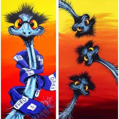 5d diy diamond Painting Funny ostrich Full Drill diamond embroidery Cross Stitch Mosaic Craft Kit home Decor Christmas Gift