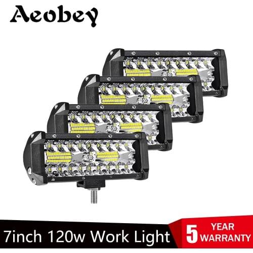 7inch 120W Off Road Led Light Bar For Cars Combo Beams Off road SUV ATV Tractor Boat Trucks Excavator 12V 24V Led Driving Light