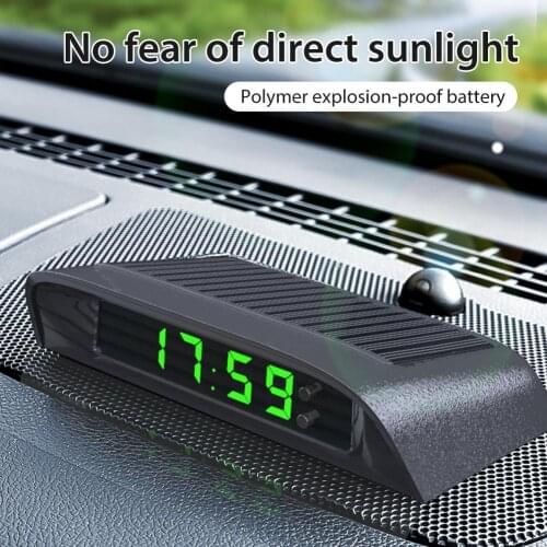 Car Clock Auto Internal Stick-On Digital Watch Solar Powered 24-Hour Car Clock With Built-in Battery Car Electronic Accessories