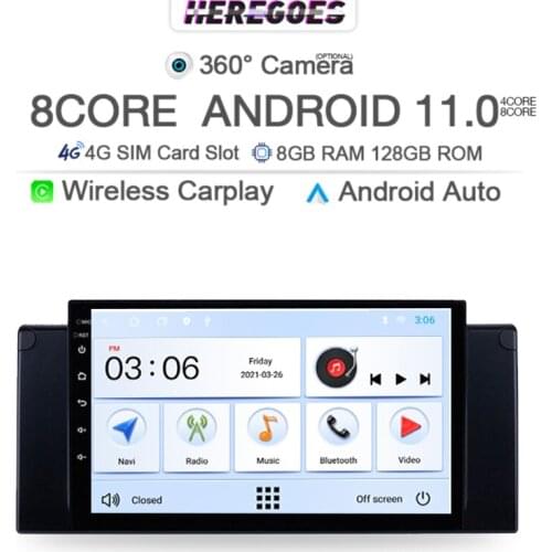 2Din Carplay Android 10 Car Multimedia Player For BMW 5 Series E39 X5 E53 M5 1996-2007 4G LTE GPS Stereo Radio Head Unit 6+128Gb