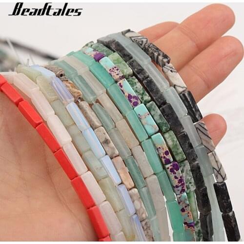 Natural Stone Malachite Aventurine Beads Multicolor Spacer Rectangle Stone Beads For Jewelry DIY Making Bracelet Accessories