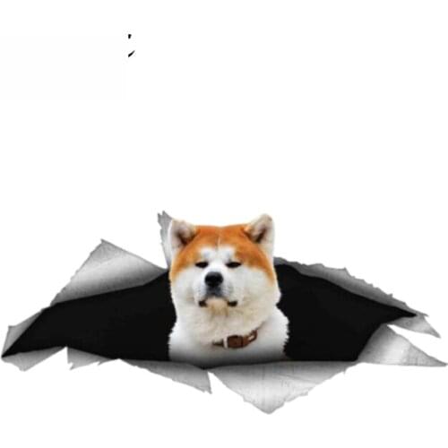 Dawasaru Akita Inu Dog Pet Car Sticker 3D Car Decoration Torn Metal Decal Reflective Sticker Waterproof Car Styling 13cm X 6cm